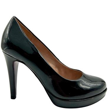 TAMARIS LDS HEART SOLE COURT SHOE - BLACK PATENT